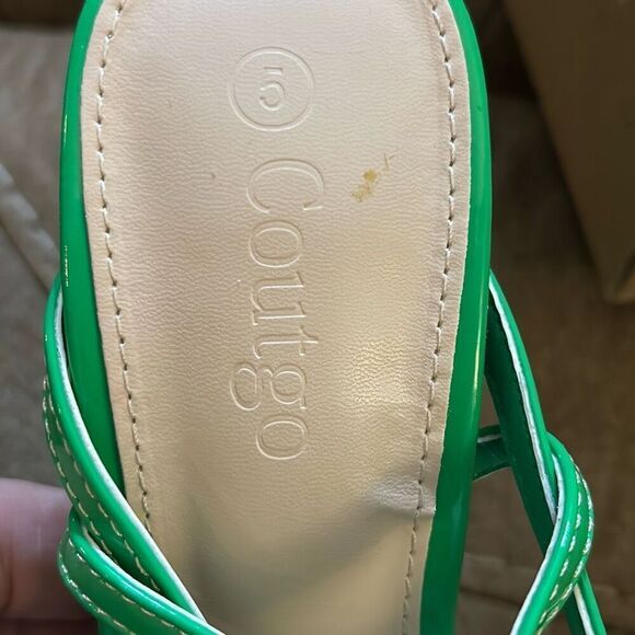 Coutgo Women's Lace Up Square Open Toe Strappy Stiletto Heels. Green. Size 5. NI - Picture 4 of 10